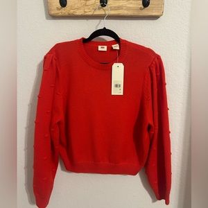 Levi’s puff sleeve knit cropped sweater